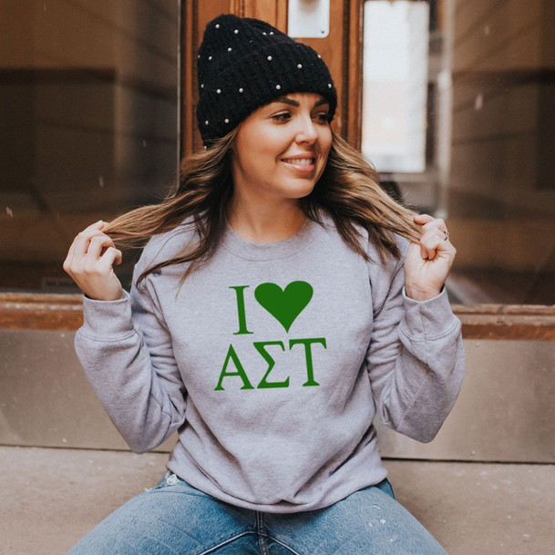 I Love Alpha Sigma Tau Crewneck Sweatshirt