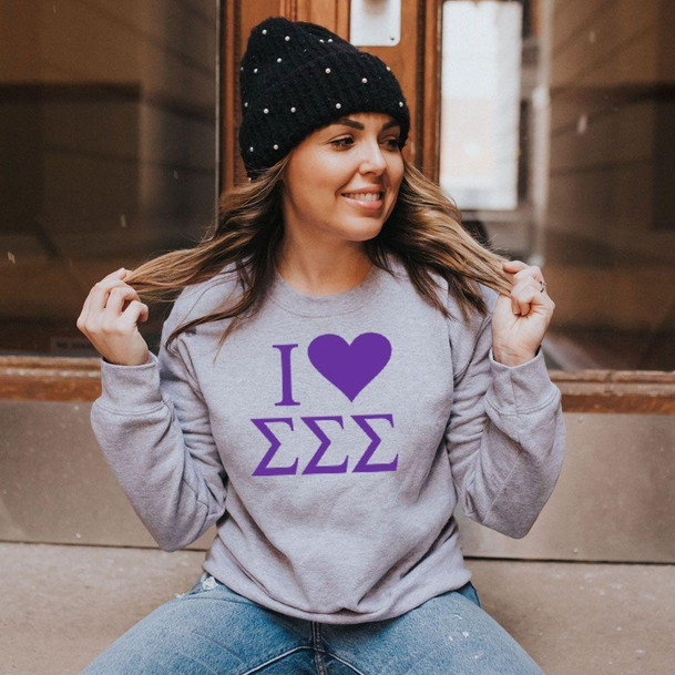  I Love Sigma Sigma Sigma Crewneck Sweatshirt 