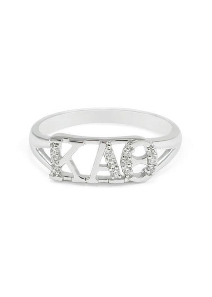 TCS Kappa Alpha Theta Silver Ring set with Lab-Created Diamonds 
