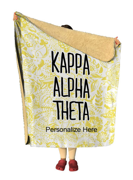 Kappa Alpha Theta Floral Sherpa Lap Blanket