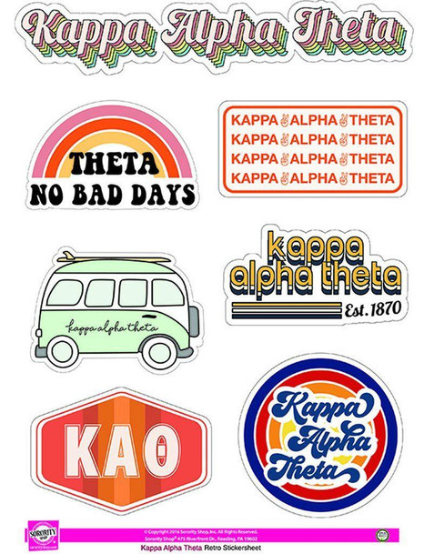 Sorority Shop Kappa Alpha Theta Retro Sticker Sheet 