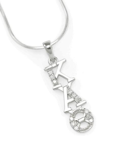 TCS Kappa Alpha Theta Sterling Silver Lavaliere set with Lab-Created Diamonds 