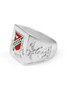 Kappa Sigma Sterling Silver Ring with Raised Crest - Shield and Red Enamel