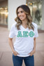  Lettered Sorority V-Neck T-shirt 