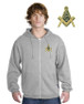  DISCOUNT-Mason / Freemason Emblem Full Zippered Hoodie 