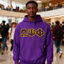 Omega Psi Phi Fraternity Crest - Shield Twill Letter Hooded Sweatshirt
