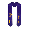 Phi Sigma Pi Greek Lettered Graduation Sash Stole With Year - Best Value