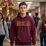 Pi Kappa Alpha Fraternity Crest - Shield Twill Letter Hooded Sweatshirt