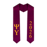 Psi Upsilon Greek Lettered Graduation Sash Stole With Year - Best Value