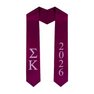 Sigma Kappa Greek Lettered Graduation Sash Stole With Year - Best Value