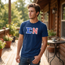 DISCOUNT-Sigma Nu Greek Letter American Flag Tee
