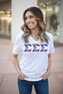 DISCOUNT-Sigma Sigma Sigma Lettered V-Neck Tee