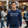 Sigma Tau Gamma Fraternity Crest - Shield Twill Letter Crewneck Sweatshirt