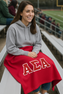 DISCOUNT-Alpha Sigma Alpha Lettered Twill Sweatshirt Blanket