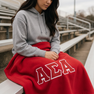 DISCOUNT-Alpha Sigma Alpha Lettered Twill Sweatshirt Blanket