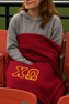 DISCOUNT-Chi Omega Lettered Twill Sweatshirt Blanket