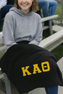 DISCOUNT-Kappa Alpha Theta Lettered Twill Sweatshirt Blanket