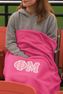 DISCOUNT-Phi Mu Lettered Twill Sweatshirt Blanket