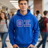Theta Xi Fraternity Crest - Shield Twill Letter Hooded Sweatshirt