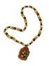 Craftique Wood Bead Greek Tiki Crest - Shield Necklace 