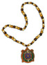 Craftique Wood Bead Greek Tiki Crest - Shield Necklace 