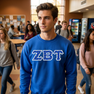 Zeta Beta Tau Fraternity Crest - Shield Twill Letter Crewneck Sweatshirt