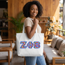 Zeta Phi Beta Custom Satin Stitch Tote Bag
