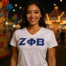 DISCOUNT-Zeta Phi Beta Lettered V-Neck Tee