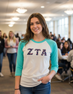 Zeta Tau Alpha Unisex Tri-Blend Three-Quarter Sleeve Baseball Raglan Tee
