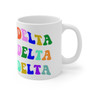 Delta Delta Delta Sorority Rainbow Text Coffee Mug