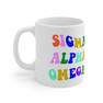 Sigma Alpha Omega Sorority Rainbow Text Coffee Mug