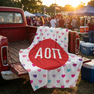 Alpha Omicron Pi Hearts Tan Sherpa Blanket - Giant Size!