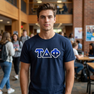 Tau Delta Phi Two Toned Greek Lettered T-shirts