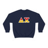 Delta Chi Two Toned Greek Lettered Crewneck Sweatshirts