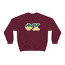 Phi Chi Two Toned Greek Lettered Crewneck Sweatshirts