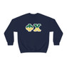 Phi Chi Two Toned Greek Lettered Crewneck Sweatshirts