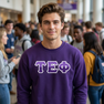 Tau Epsilon Phi Two Toned Greek Lettered Crewneck Sweatshirts