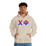 Chi Phi Two Toned Greek Lettered Hooded Sweatshirts