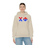 Chi Phi Two Toned Greek Lettered Hooded Sweatshirts