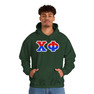 Chi Phi Two Toned Greek Lettered Hooded Sweatshirts