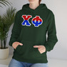 Chi Phi Two Toned Greek Lettered Hooded Sweatshirts