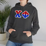 Chi Phi Two Toned Greek Lettered Hooded Sweatshirts
