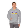 Chi Psi Two Toned Greek Lettered Hooded Sweatshirts