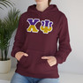 Chi Psi Two Toned Greek Lettered Hooded Sweatshirts