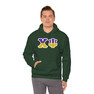 Chi Psi Two Toned Greek Lettered Hooded Sweatshirts