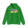 Chi Psi Two Toned Greek Lettered Hooded Sweatshirts