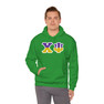 Chi Psi Two Toned Greek Lettered Hooded Sweatshirts