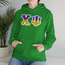 Chi Psi Two Toned Greek Lettered Hooded Sweatshirts