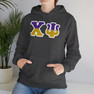 Chi Psi Two Toned Greek Lettered Hooded Sweatshirts