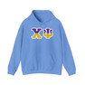 Chi Psi Two Toned Greek Lettered Hooded Sweatshirts